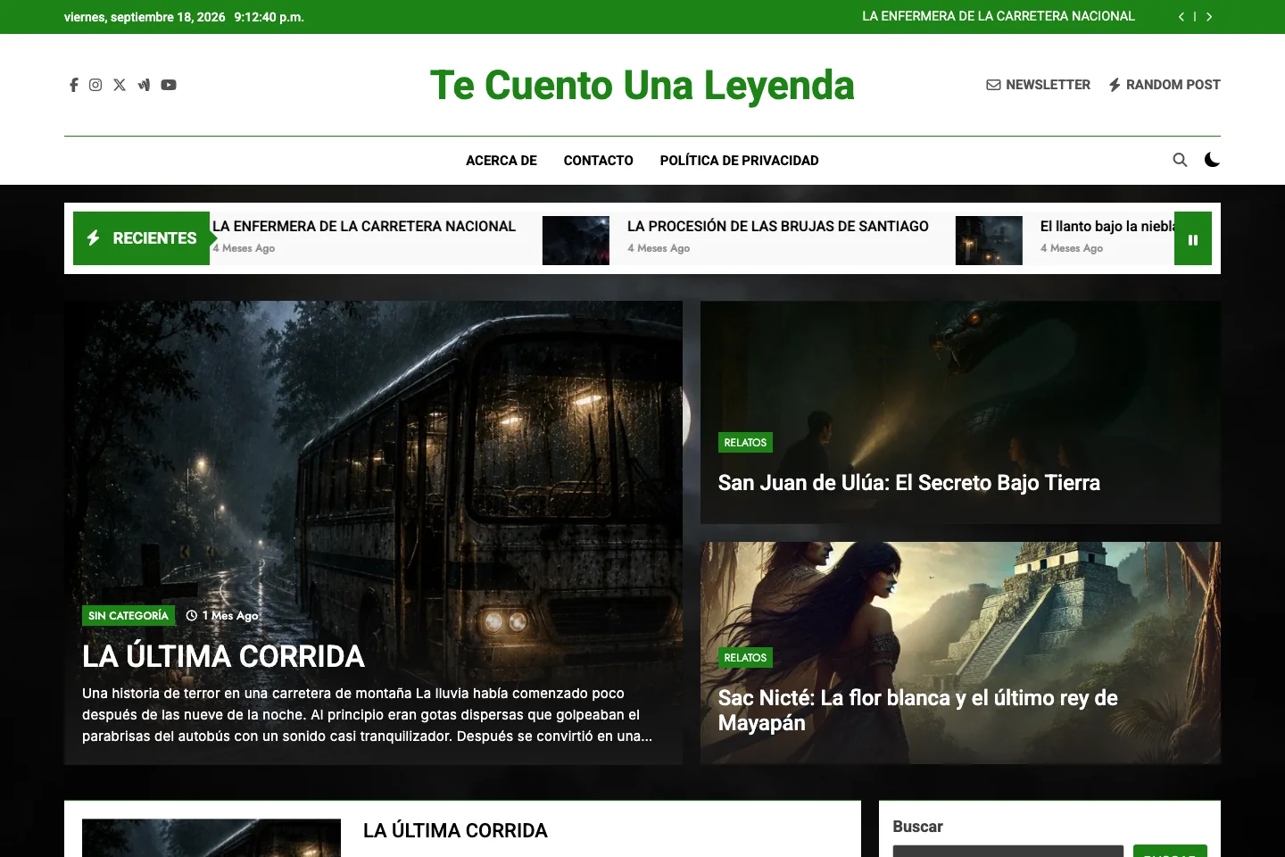 Portada de Te Cuento Una Leyenda con relatos destacados e ilustraciones
