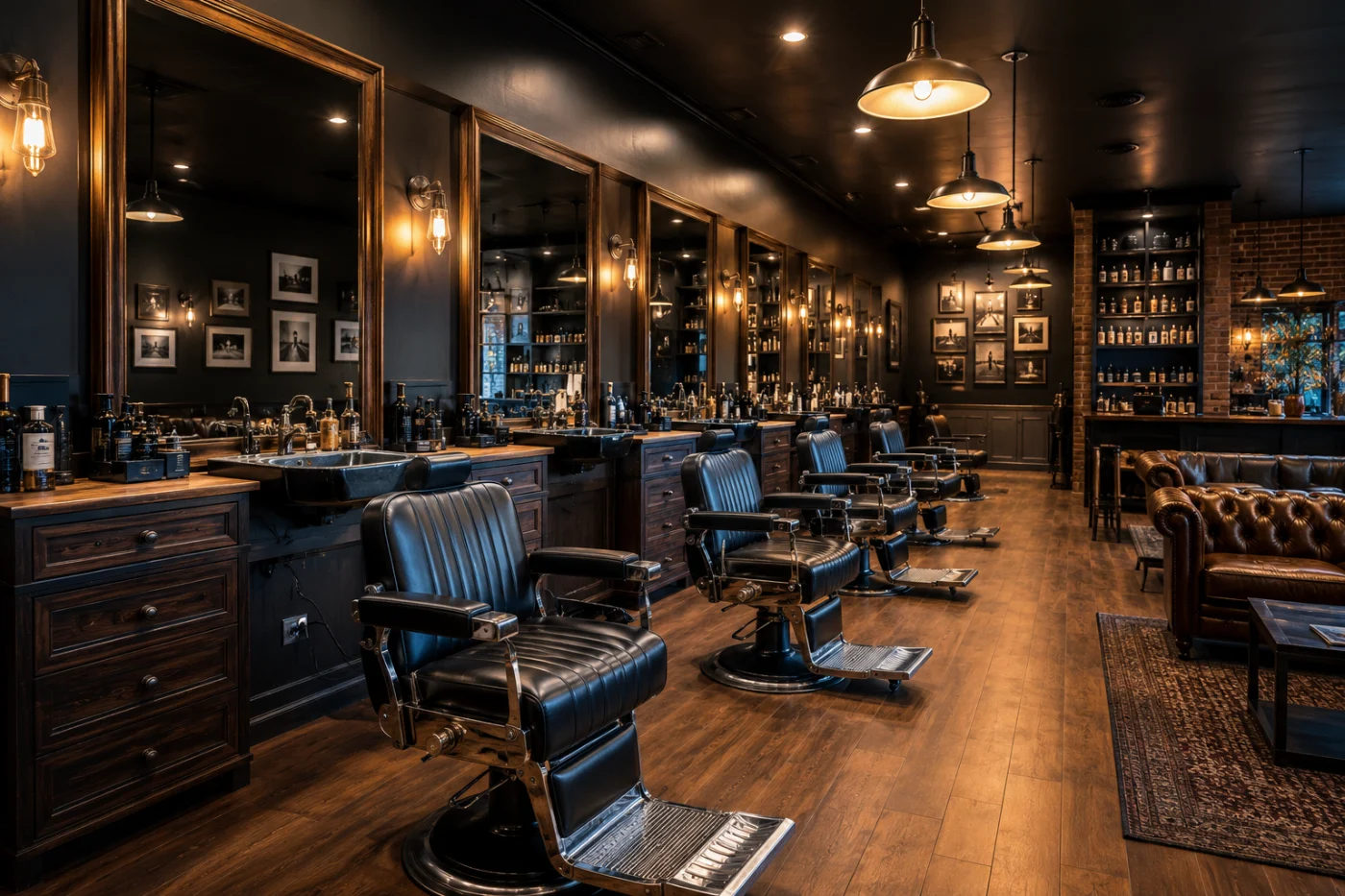 Interior ilustrativo de barbería