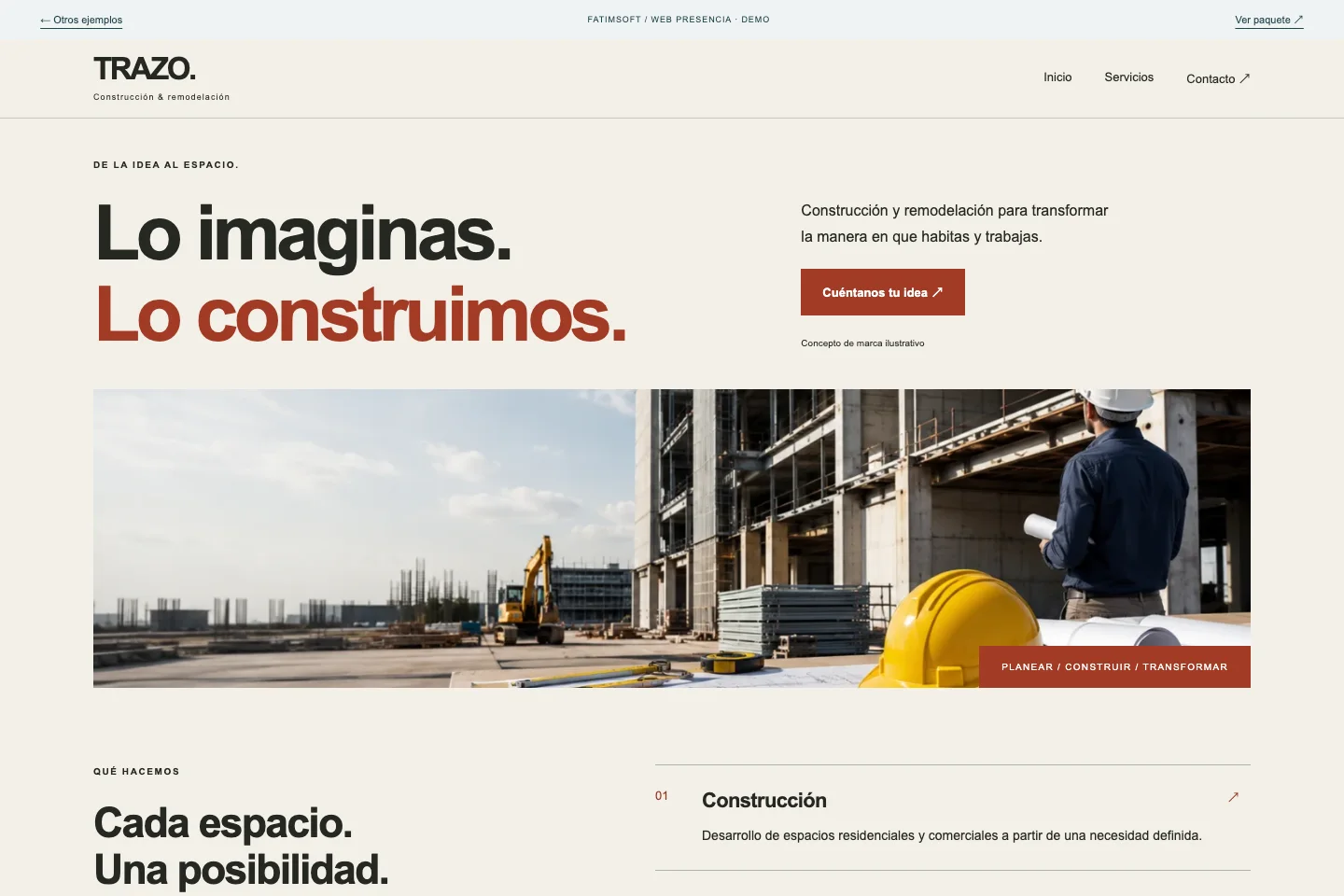 Vista previa del ejemplo Trazo / Constructora